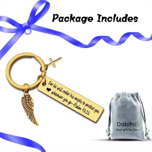 Vista 7 de Dabihu Llavero cristiano de regalo para mujeres y hombres, joyería religiosa, regalos de primera comunión, regalos de bautismo, llavero de versículo