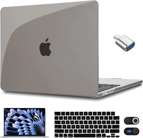 Vista 34 de CISSOOK Funda rosa bebé para MacBook Air de 15 pulgadas lanzamiento 2023 2024 2025, cubierta rígida de plástico rosa tiza con cubierta de teclado