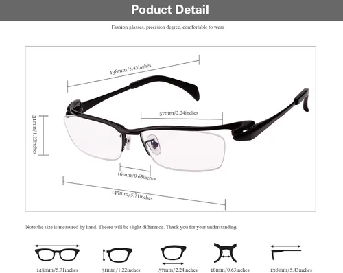 Vista 6 de Agstum - Gafas de titanio de lujo con montura de lentes transparentes