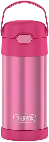 Vista 37 de THERMOS FUNTAINER - Botella de agua con pajilla, 12 onzas, botella de agua de acero inoxidable aislada al vacío para niños con tapa, color negro