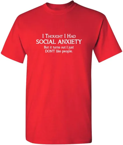 Vista 13 de Camiseta divertida con texto sarcástico en inglés: "Social Anxiety Like People Graphic Novelty" Negro