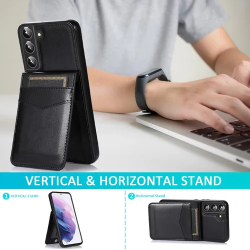 Vista 3 de Asuwish Funda de teléfono para Samsung Galaxy S22 5G con protector de pantalla de vidrio templado y tarjetero para tarjetas de crédito, soporte