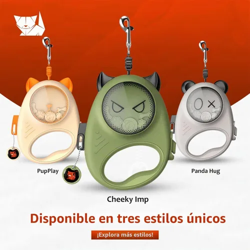 Vista 5 de Correa retráctil para perro, cinta de nailon fuerte de 13 pies, bloqueo automático, sin enredos, freno de un toque, agarre cómodo, divertido diseño