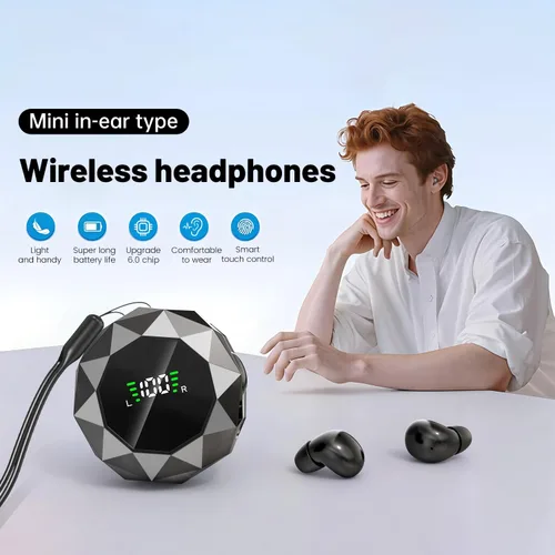 Vista 5 de Los mini auriculares invisibles inalámbricos Bluetooth más pequeños, de perfil bajo, micro pequeños, discretos, ocultos para el trabajo, auriculares