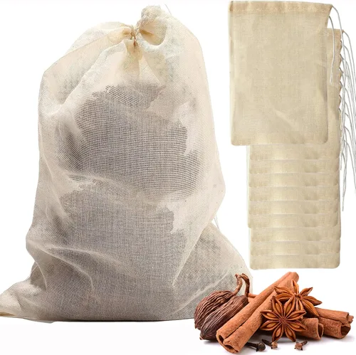 Vista 11 de MyLifeUNIT Bolsa de sopa, bolsa de malla de algodón para tamaño grande 10" x 12", juego de 4