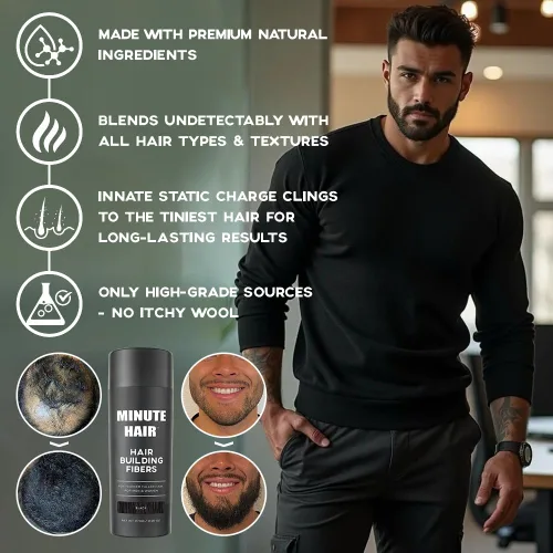 Vista 6 de Botella de tamaño grande de 0.97 oz llena de fibras Minute Hair Fibers. Fibras de construcción de cabello de alta calidad. Gran cantidad de fibras