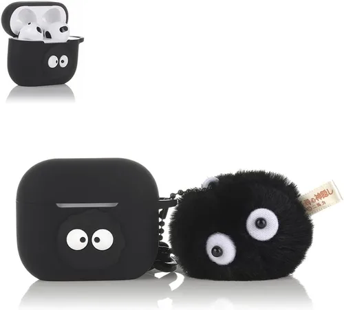 Vista 4 de Funda para AirPods de tercera generación con mosquetón de cordón para muñeca, bonita funda protectora de silicona a prueba de golpes con múltiples