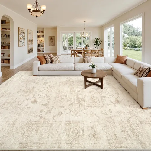 Vista 54 de Alfombras de área 8x10 Sala de estar: Dormitorio Alfombra Lavable Beige