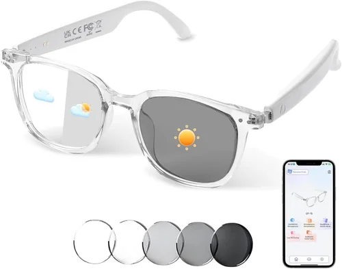 Vista 12 de Lentes inteligentes para hombres y mujeres, gafas de sol Bluetooth con altavoces polarizados UV400, gafas de audio de oreja abierta para ciclismo