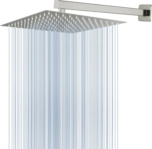 Vista 13 de Voolan Cabezal de ducha totalmente de metal con brazo de extensión, cabezales de ducha de lluvia tipo cascada de acero inoxidable, cabezal de ducha