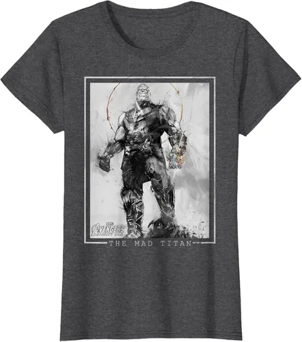Vista 6 de Marvel Avengers Infinity War Thanos Sketch Graphic Camiseta Negro