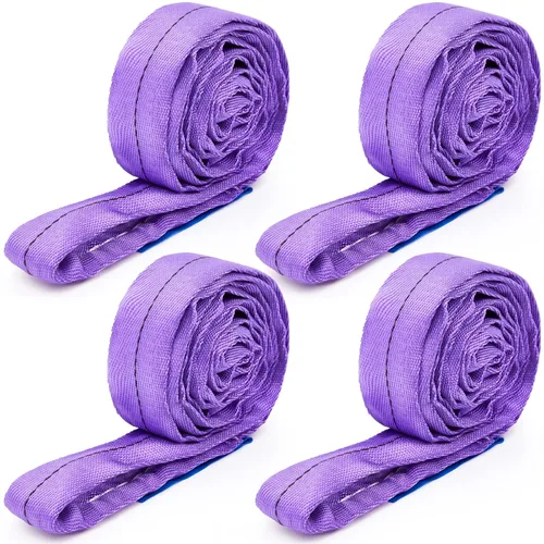 Vista 11 de Fabbay 4 eslingas redondas de poliéster resistente de 3.3 pies, correas de elevación redondas para elevación, remolque, mudanza, muebles