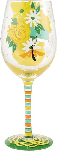 Vista 3 de Enesco Designs by Lolita Best Friend Ever - Copa de vino artesanal pintada a mano, 15 onzas, multicolor