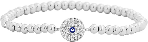 Vista 6 de Edforce de acero inoxidable pulsera elástica con cuentas de ojo malvado para mujer con circonita cúbica CZ