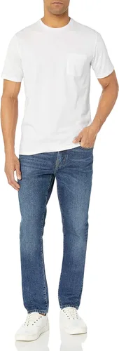 Vista 6 de Amazon Essentials Men's Slim-Fit Short-Sleeve Crewneck T-Shirt Aqua Blue/White
