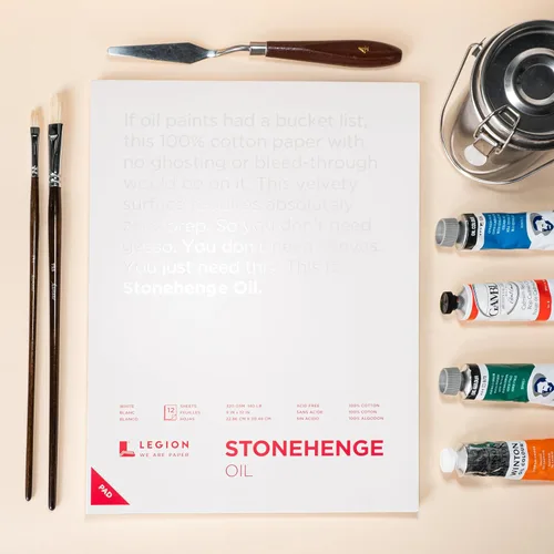 Vista 5 de Stonehenge Aceite 11.29 oz 9x12 Almohadilla Blanca, 12 Hojas