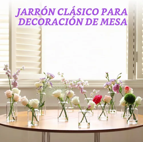 Vista 6 de Jarrones pequeños a granel, juego de 12, jarrones pequeños de vidrio para flores, jarrones cilíndricos modernos para flores para centros de mesa