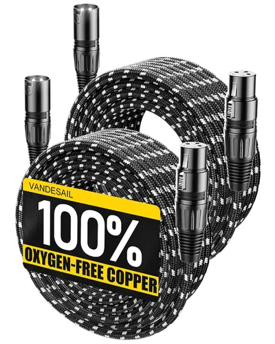Vista 20 de Cable corto XLR, cable de micrófono de 1 pie, paquete de 2 unidades, toda la longitud de 6 pulgadas a 100 pies, cable de micrófono equilibrado