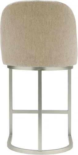 Vista 106 de Leick Home 214536 Barrelback Silla de comedor con base de metal, juego de 2, para comedor, asiento moderno de lino negro y base de metal dorado