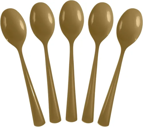 Vista 21 de Party Solids Cucharas de plástico negras, 100 piezas, cucharas negras, utensilios desechables, juego de cubiertos de plástico resistente
