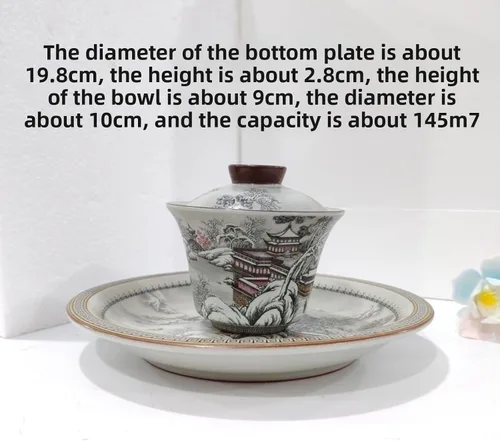 Vista 2 de Ru Kiln Ceramic Gaiwan, 145ml 4.7oz, Large Capacity Chinese Style with Lid Household Kung Fu Tea Set