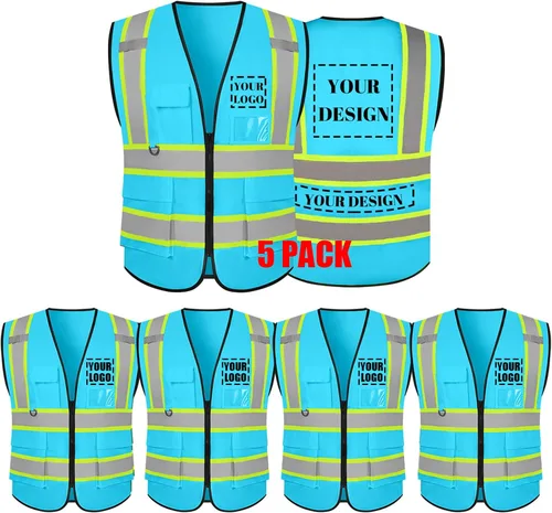 Vista 41 de Chaleco de seguridad reflectante de alta visibilidad con 5 bolsillos y cremallera clase 2 para adultos, unisex, ropa de trabajo de seguridad