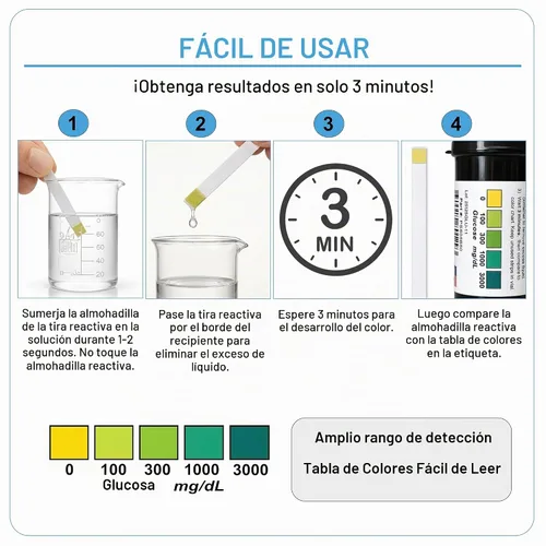Vista 3 de Bartovation Tiras de prueba de glucosa científicas, 0-3000 mg/dL, paquete de 50