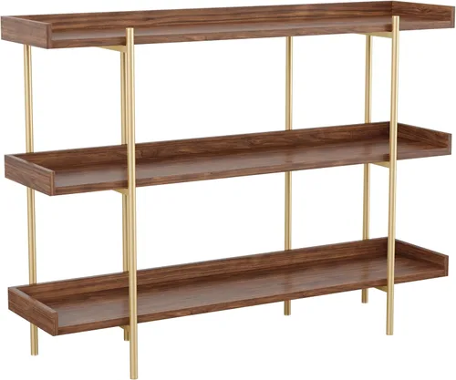 Vista 10 de Martha Stewart Emmett - Estantería de 3 estantes con marco de metal vertical, unidad de almacenamiento para oficina en casa, 35 pulgadas de alto