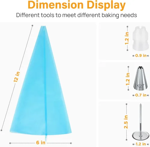 Vista 2 de Kootek Juego de 42 bolsas de pastelería y puntas, kits de suministros de decoración de pasteles para hornear con 36 puntas de glaseado numeradas, 2