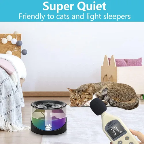 Vista 2 de Kastty Fuente de agua para gatos, fuente de agua para gatos en interiores, dispensador de agua para gatos de 2.2 L/74 onzas, súper silenciosa, bomba