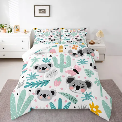 Vista 31 de Feelyou Juego de edredón de dibujos animados de gatos, juego de edredón de gatitos y flores, para niños, niñas, adolescentes, mascotas, gatos, juego