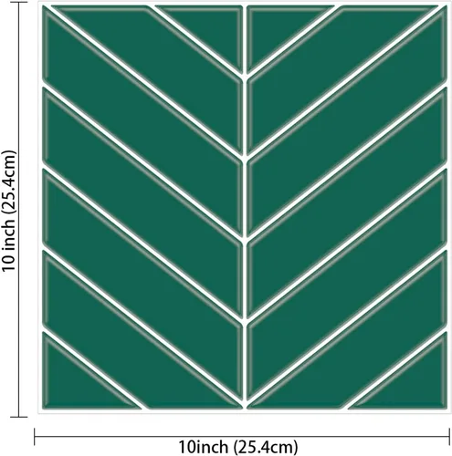 Vista 4 de Azulejos de despegar y pegar, azulejos de pared de mosaico de cocina con patrón de sarga verde, azulejos autoadhesivos de vinilo para pared