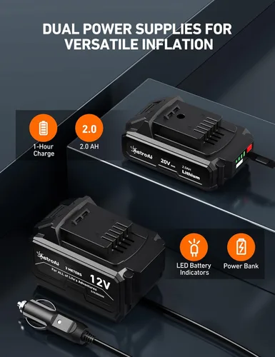 Vista 3 de AstroAI Inflador de neumáticos inalámbrico y convertidor AstroAI de CA a CC 10A/120W/7.78FT