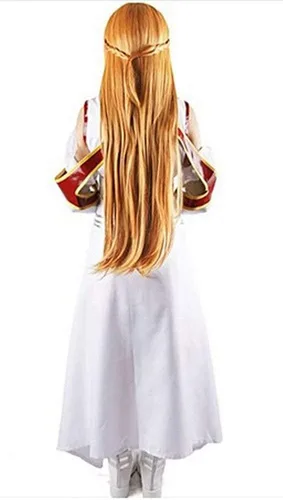 Vista 2 de miccostumes Juego completo de disfraz de anime para mujer con placa de pecho, blanco y rojo