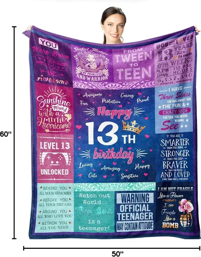 Vista 9 de Regalos de cumpleaños número 13 para niñas - Mejores regalos para niñas de 13 años Manta de 50"x40" - Regalos para niña de 13 años - Niña