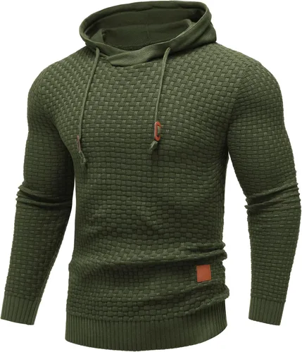 Vista 53 de COOFANDY Sudadera con capucha para hombre, casual, de manga larga, con cordón, de punto gofre, ajustada
