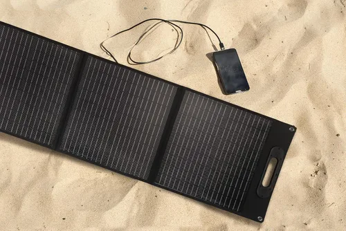 Vista 6 de Panel solar portátil de 100 W para estación de energía P302, salida de 20 V CC, cargador de panel solar plegable con USB-A USB-C DC 5521