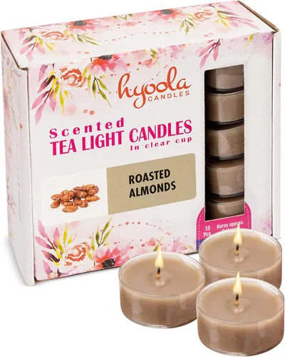 Vista 18 de HYOOLA Velas aromáticas de vela – Taza transparente – Velas perfumadas de vainilla – 6 horas de tiempo de combustión – Paquete de 15 – Fabricado