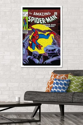 Vista 36 de Marvel Comics Amazing Spider-Man #70 - Póster de pared, 22.4 pulgadas de largo x 14.7 pulgadas de ancho, versión enmarcada de madera de granero