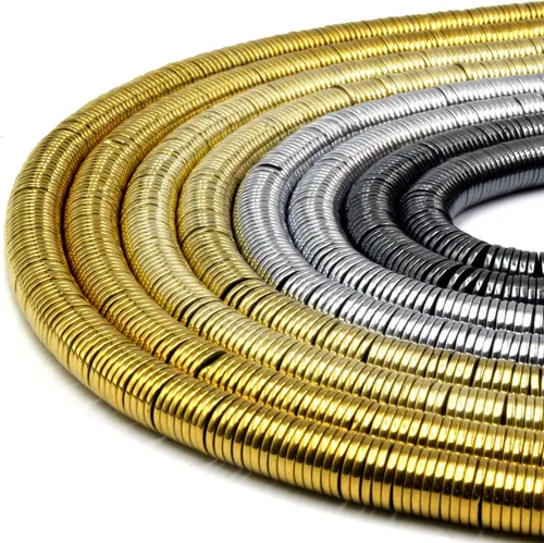 Vista 2 de Cuentas Heishi de hematita Cuentas de hematita heishi chapadas en metal natural liso 0.315 in Oro dorado 0.315 in