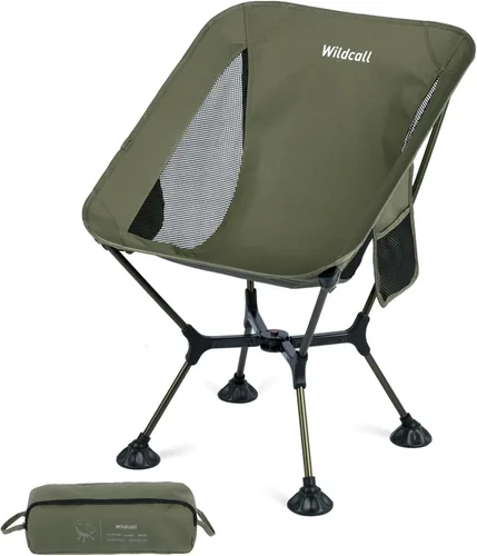 Vista 13 de WildCall Silla de camping plegable ligera con marco de configuración rápida, silla de playa compacta para mochileros con pies antideslizantes 2 Azul