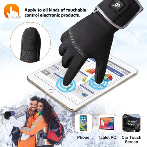 Vista 4 de Guantes calefactables con batería eléctrica recargable, guantes térmicos transpirables para hombres y mujeres, guantes delgados con calefacción