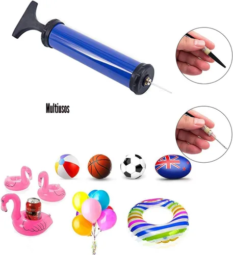 Vista 4 de HDNNC Bomba de pelota portátil, bomba de aire con 4 agujas, 2 boquillas, 1 manguera de extensión, ideal para baloncesto, fútbol americano, voleibol