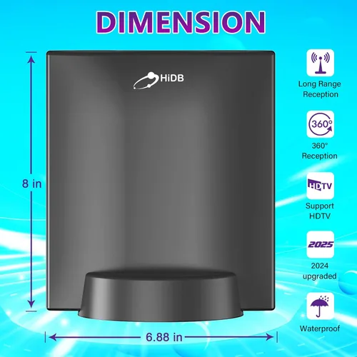 Vista 9 de Antena de TV 2025 para Smart TV interior para canales locales - Antena HDTV amplificada para interiores, largo alcance, soporta 4K, 1080p, VHF/UHF