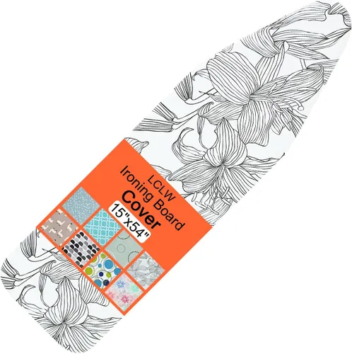 Vista 7 de Funda para tabla de planchar y almohadilla de tamaño estándar de 15 x 54 pulgadas, 3 pares de correas de cierre de , bordes elásticos, cubierta