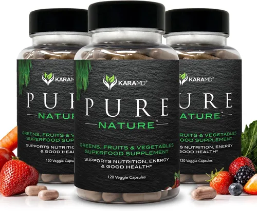 Vista 7 de KaraMD Pure Nature - Suplemento de verduras, frutas y verduras, vitaminas, fibra y antioxidantes, 20 suplementos de frutas y verduras para energía
