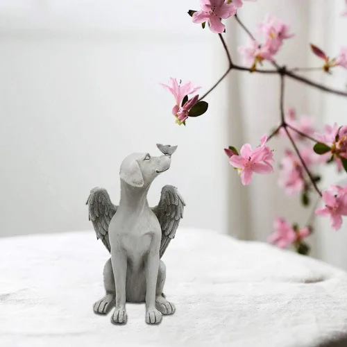 Vista 6 de Estatua conmemorativa del perro ángel, piedras conmemorativas para perros, adorno de resina de jardín de 8 pulgadas, regalos de duelo para perros