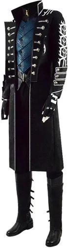 Vista 2 de Vergil DMC 5 - Chaqueta de cosplay para hombre, abrigo Virgil, chaleco para disfraz de Halloween