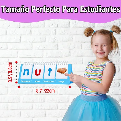 Vista 4 de CVC Word Flip Chart - 40 Tarjetas de doble cara con palabras de vocal corta, independiente, herramienta educativa de aprendizaje para suministros