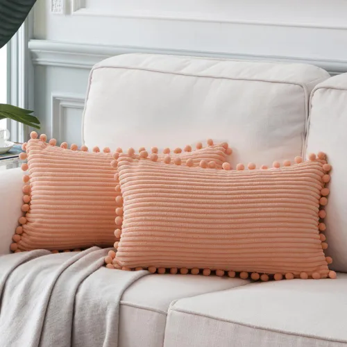 Vista 79 de Fancy Homi Juego de 2 fundas de almohada decorativas negras de 12 x 12 pulgadas con pompones para sofá y cama, decoración moderna de estilo bohemio